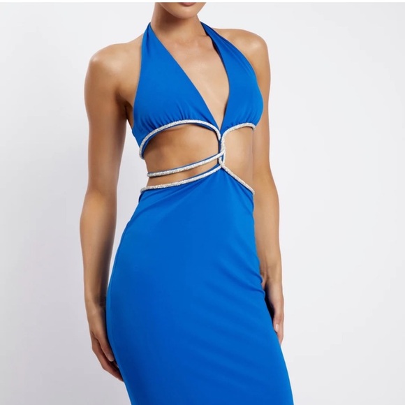 NWT Brand New Meshki NICHA Diamante Cut Out Midi Dress - Picture 4 of 16